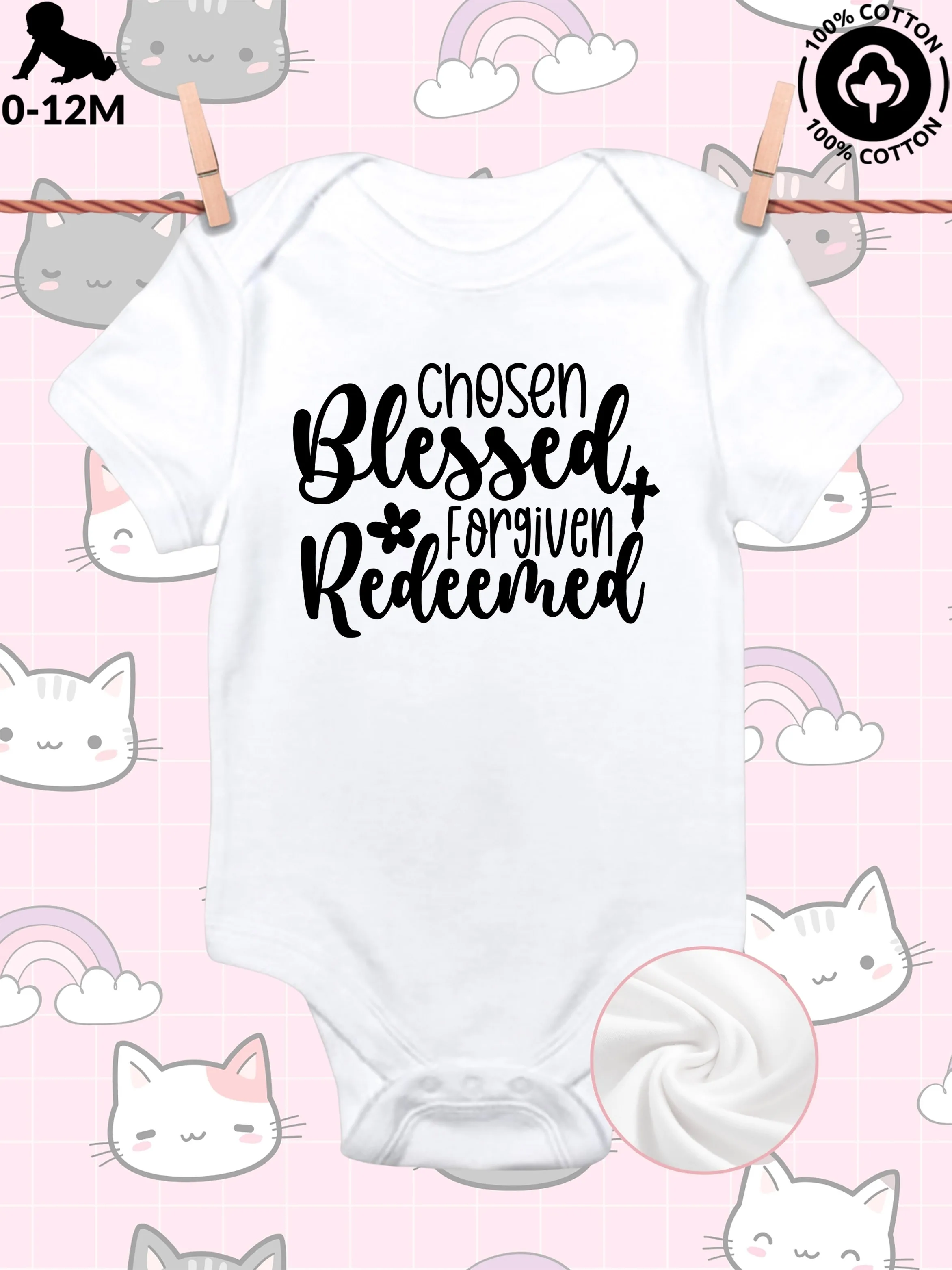 

Комбинезон-слип Chosen Blessed унисекс для малышей, из чистого хлопка, мягкий, всесезонный, белый, 190 г/м²