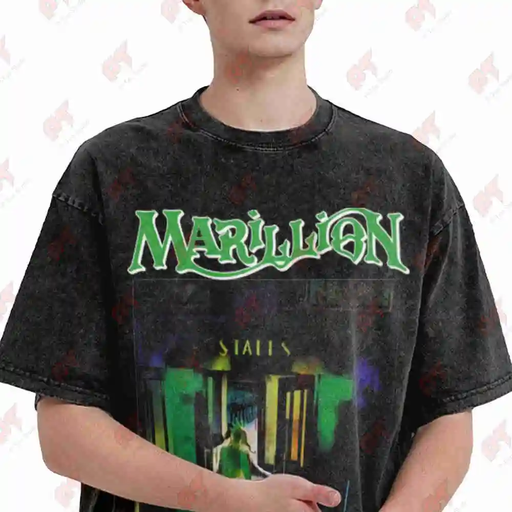 Marillion Recital Of The Script Album Vintage Washed Tee Pure Cotton T-Shirt