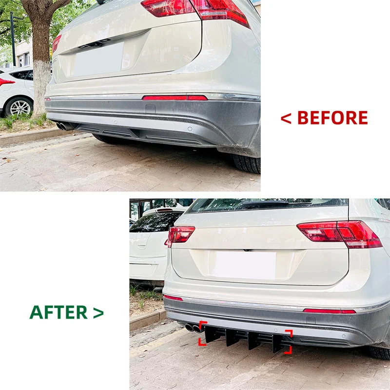 REAR DIFFUSER REAR SIDE Under SPLITTERS SPOILERS guard protector For VW Tiguan MK2 Standard 2021 - 2023 Short Style 2022