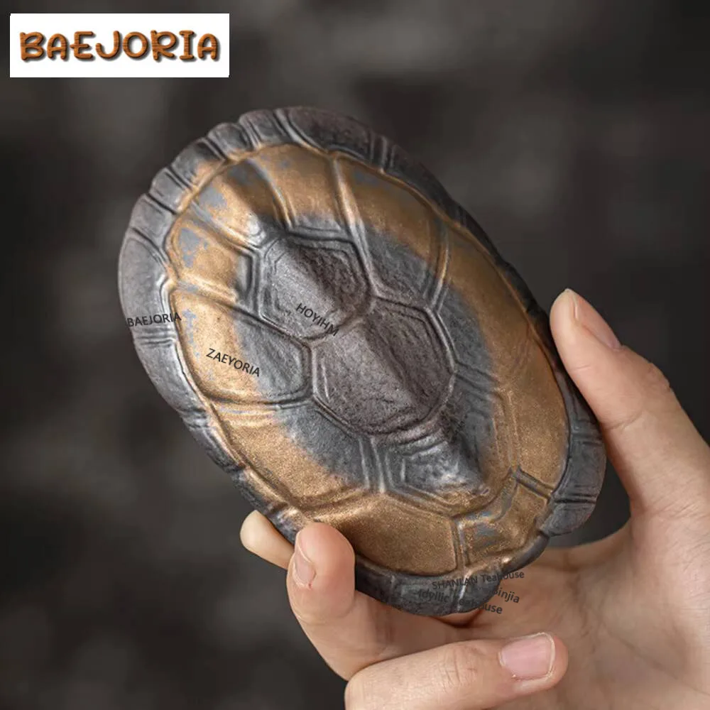 Handmade Gilded Iron Glaze Tea Scoop Creative Turtle Shell Awakening Tea Ladle Chahe Tea Shovel Teaspoon Chinese Tea Set Gift
