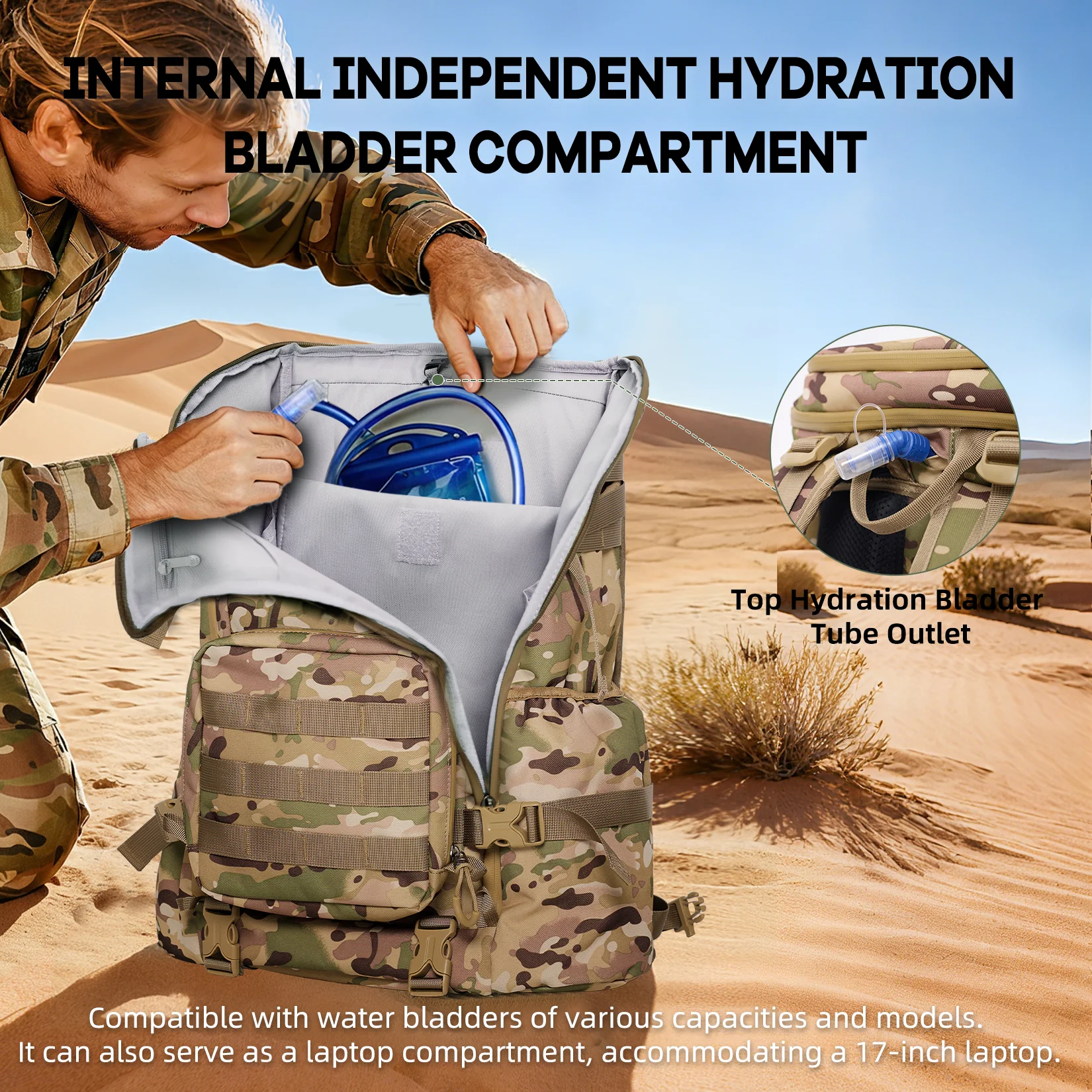 Timeet 26L حقائب الظهر التكتيكية للرجال حقيبة تسلق الجبال حقيبة تسلق في الهواء الطلق المشي لمسافات طويلة التخييم حقيبة ظهر للسفر حقيبة لابتوب