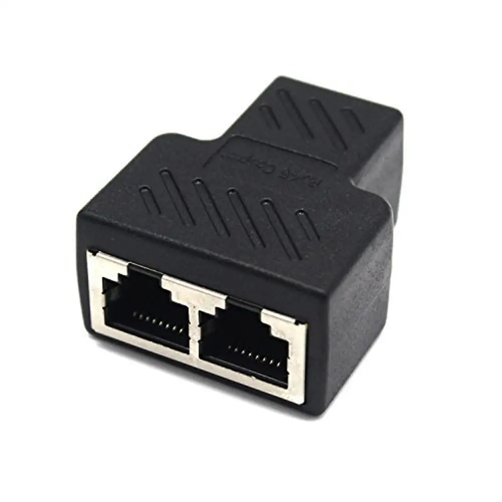 Разветвитель RJ45, адаптер от 1 до 2, с двумя гнездовыми портами, CAT 5/CAT 6, разъем Ethernet