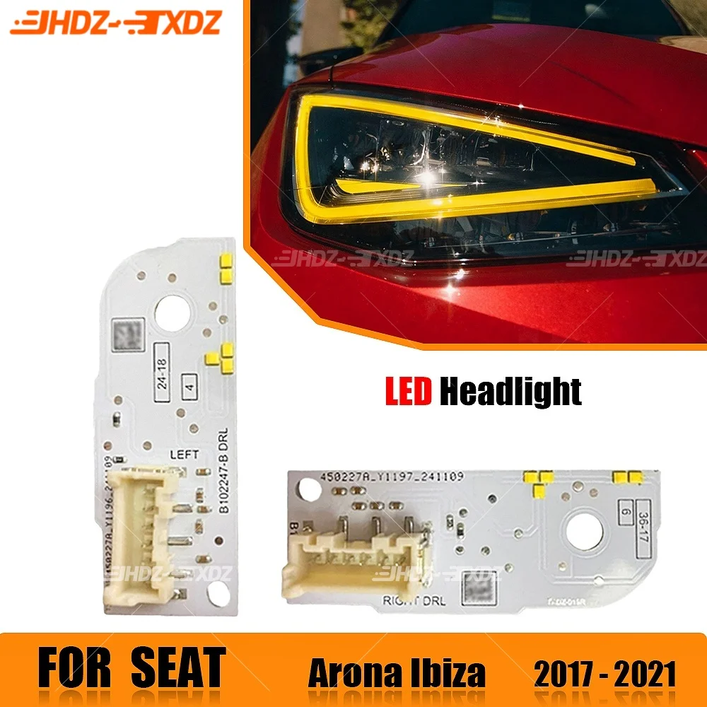 Yellow DRL LED Boards Daylight For SEAT Arona MK1.0 Ibiza Facelift 2017-21 Amber Blue Red Daytime Running Light Module B102248-B