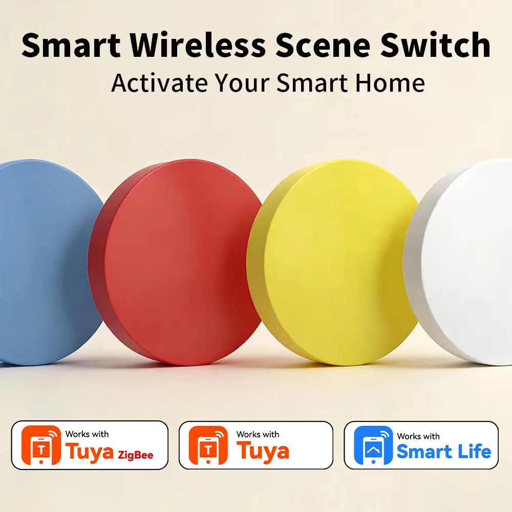 

Tuya ZigBee Smart Scene Switch 3-Actions Wireless Button Remote for Smart Life App Work with Alexa/Google Requires Tuya Hub