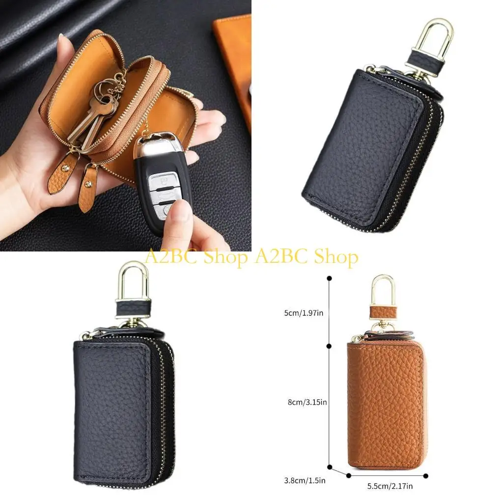 

A2BC унисекс мужские женские двухслойные кожаные автомобильные ключницы сумка брелок чехол кошелек с крючками на молнии