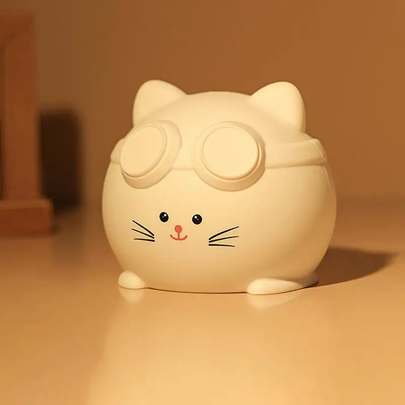Cat Night Light For Kids Cute Silicone Lighting Table Lamp Touch Bedside Lamp With Timer Function Nightlight USB Rechargeable
