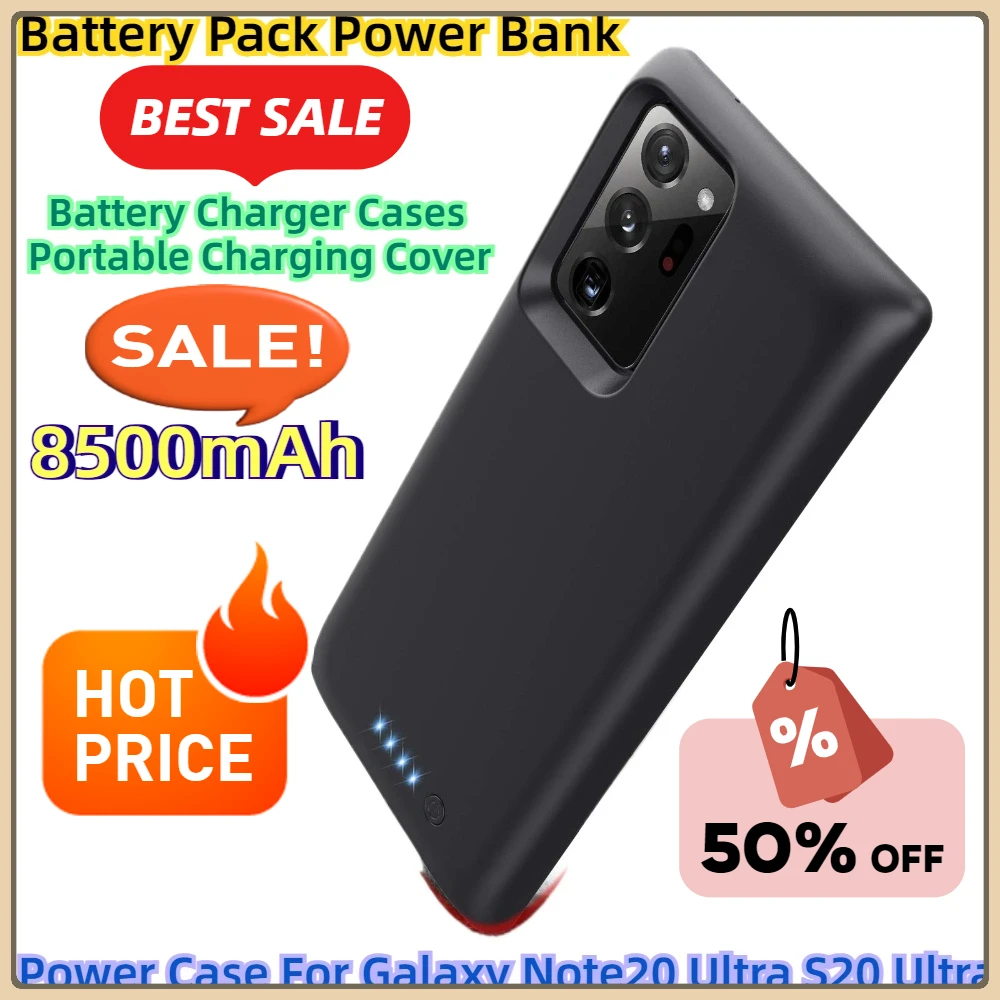 Battery Charger Cases Portable Charging Cover Battery Pack Power Bank 8500mAh Power Case for Galaxy Note20 Ultra S20 Ultra