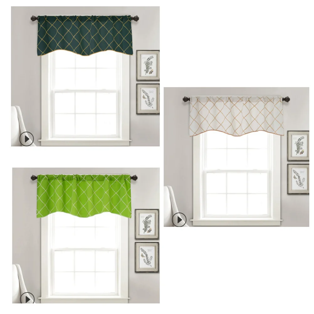 

Household Short Curtain Green Geometric Printed Design Window Curtain Suitable for Kitchen Bar Cabinet Decoration