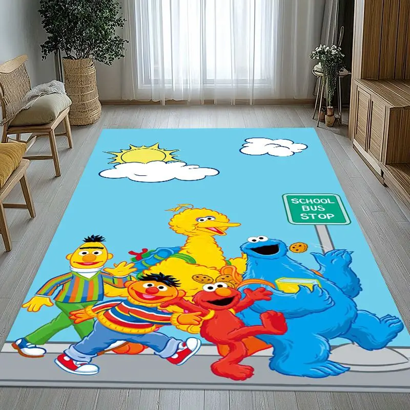 Vintage S-Sesame Street Elmo Cookie Monster Soft Non-Slip Large Area Rug for Living Room,Bedroom Carpet Mat for Sofa,Home Decor
