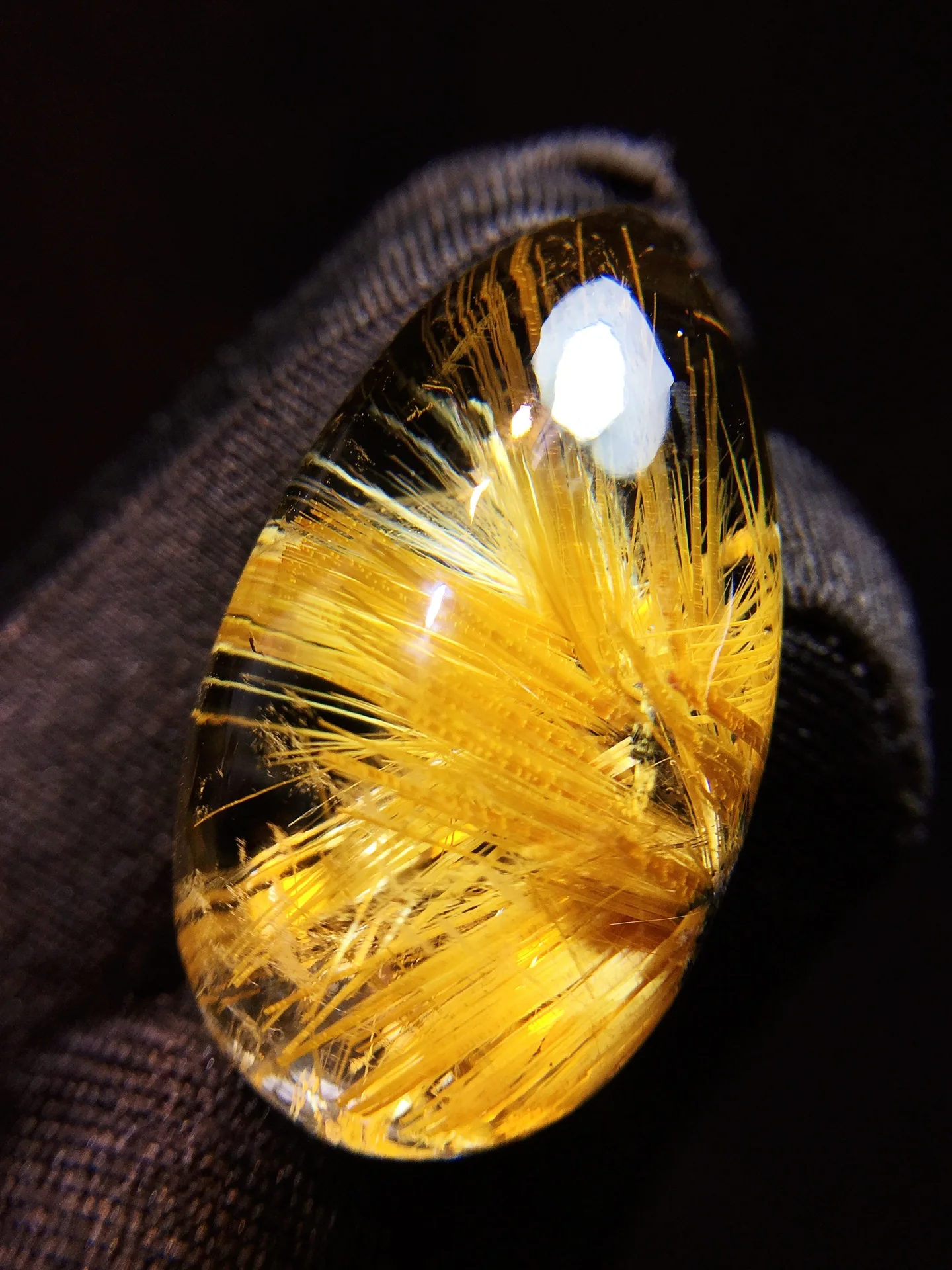 Natural Gold Rutilated Quartz Pendant Rutilated Quartz 31.2*17.6*11.7mm Water Drop Men Women Brazil AAAAAAA