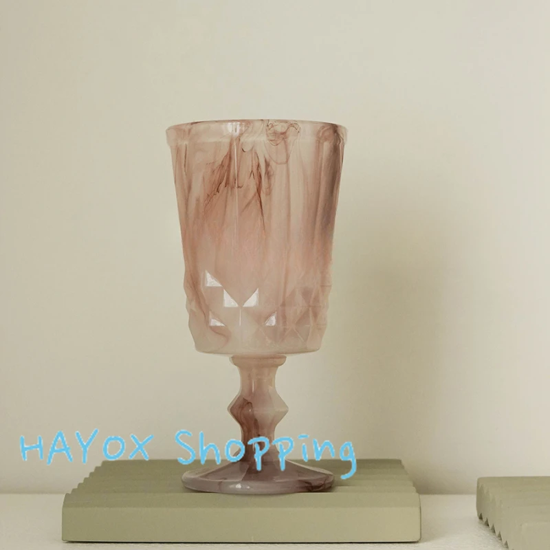 Colored Clouds Irregular Milk Jade Glass Cup，lovely Retro Tall Glass Senior Juice Wine Glass Fresh Texture Gift Kitchenware