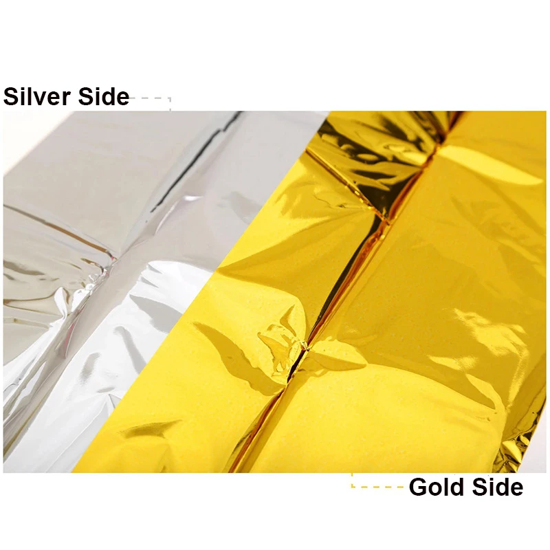 Gold/Silver Emergency And Survival Foil Thermal Space Blanket Camping Blankets For Outdoors Hiking Marathons All Weather Conditi