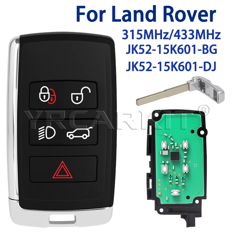 YRCARKIT 5‑Button Lonsdor Smart Remote Car Key Fob 315MHz/434MHz JK52‑15K601‑BG‑DJ Replacement Fit for Land Rover Automobile