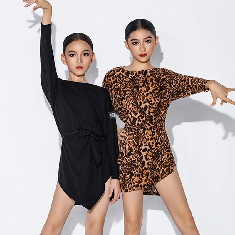 

2026 New Latin Dance Practice Clothes For Girls Loose Straps Performance Dress Children Chacha Rumba Latin Dance Dress DQS21278