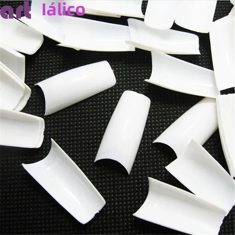Juego de puntas de uñas postizas, Gel UV acrílico de estilo francés, 10 tamaños para decoración de uñas DIY, Kit de belleza profesional para salón y hogar, 500 Uds.