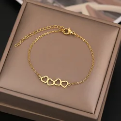 Stainless Steel Bracelets Classic Sweet Hollow Heart Fashion Chain Charm Bracelet For Women Jewelry Party Friends Best Gifts