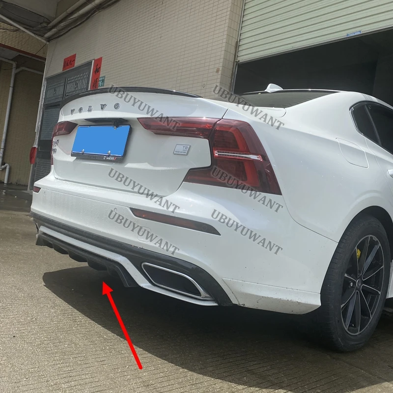 For Volvo S60 V60 (Only For SPORT Style) 3 Pcs ABS REAR BUMPER TRUNK LIP SPOILER DIFFUSER 2020 2021 2022 2023 2024 2025