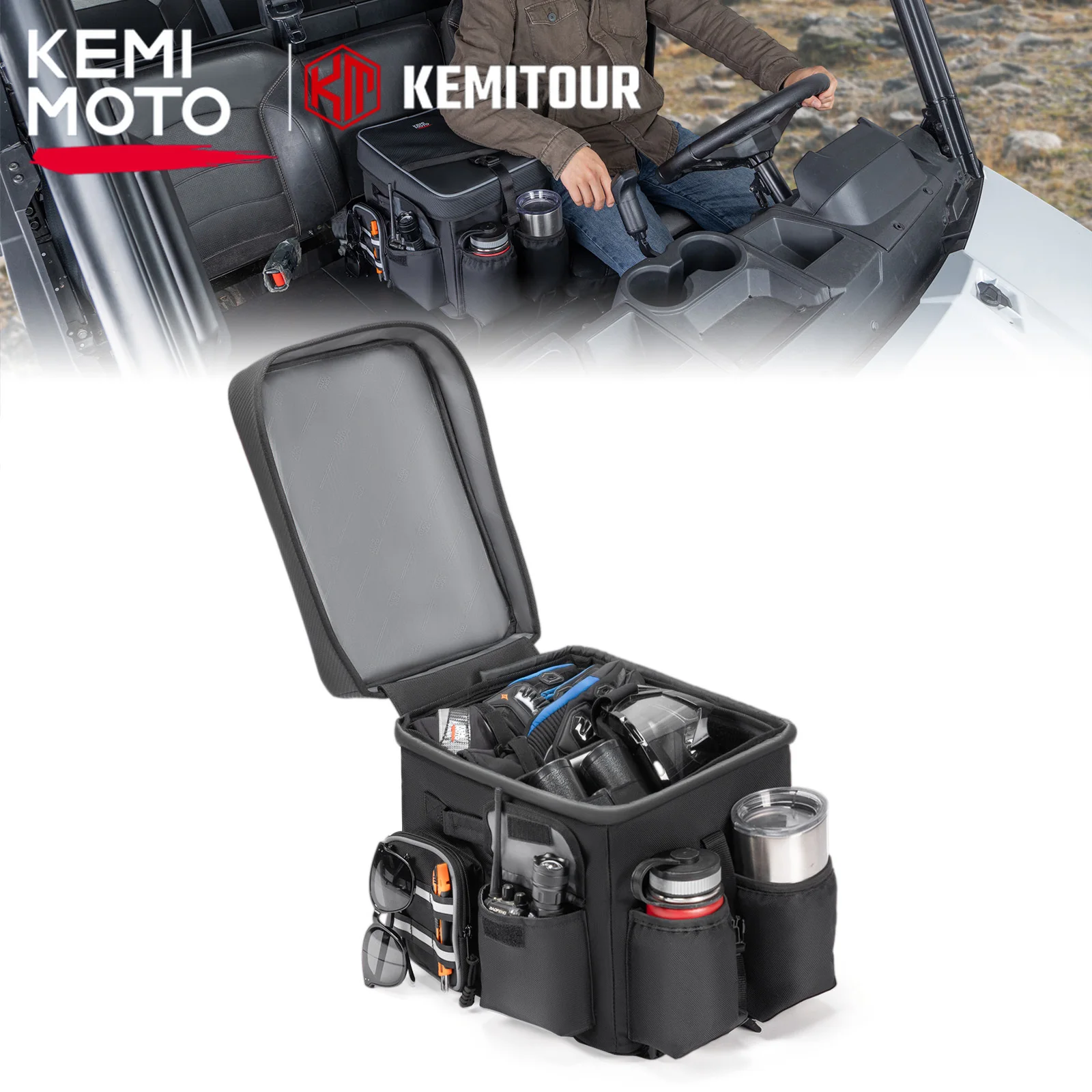 

Seat Storage Bag 18L Water Resistant Compatible with Polaris Ranger For Can-Am Defender For CFMOTO Uforce 1680D Oxford Cloth Box