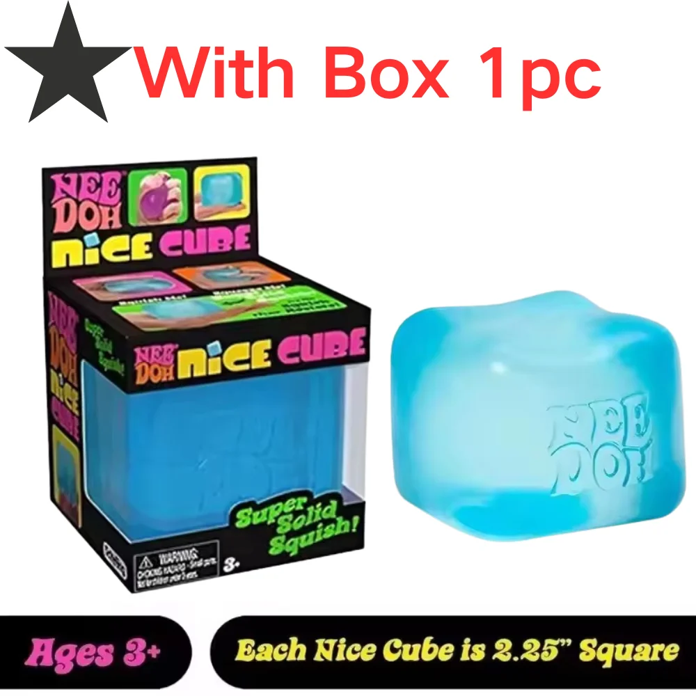 Schylling Nee Doh Quallen- & Würfel-Quetschspielzeug, Weiches Jelly Squeeze Stressabbau-Fidget-Spielzeug, Sensorisches NeeDoh für Kinder & Erwachsene
