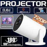 2025 HY300Pro+ Portable Projector Allwinner H713 Android11 200ANSI BT5.4 Native 720P 1280*720P Wireless Home Theater Projector
