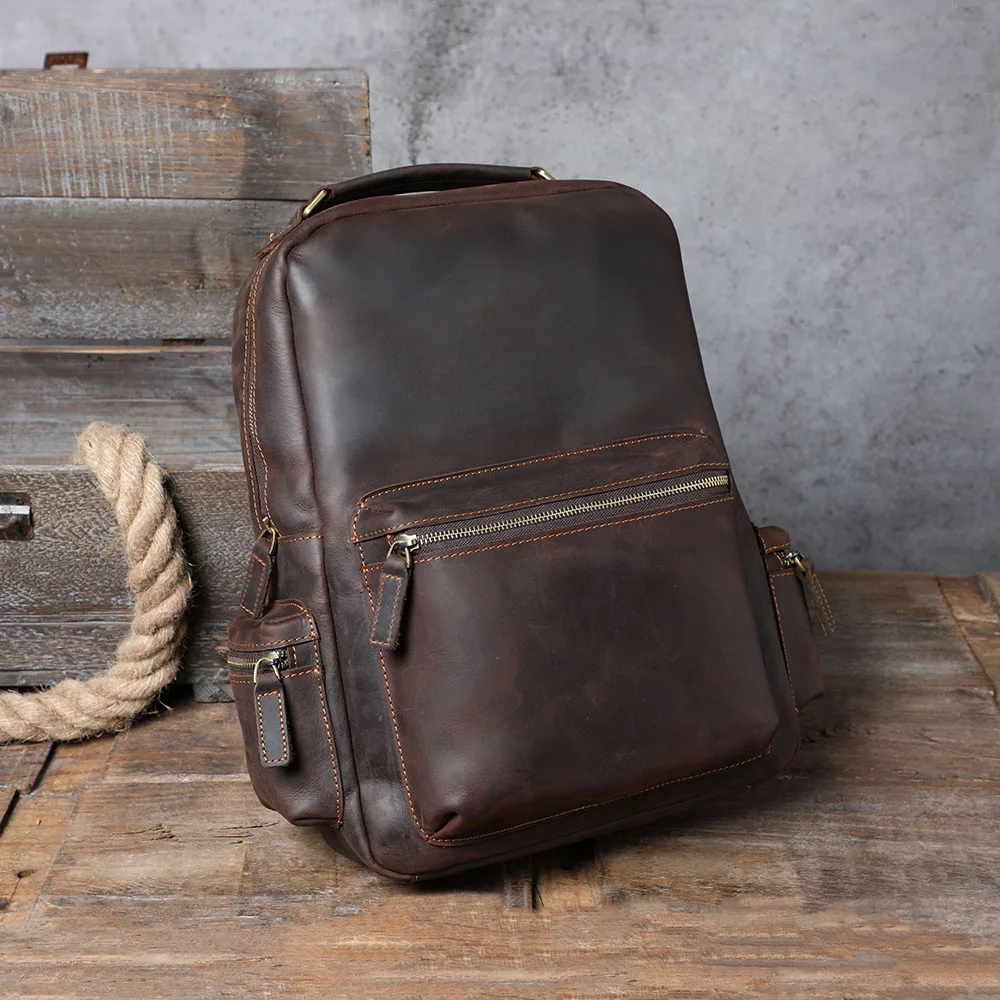 S.WORKER Vintage Echtleder-Rucksack für Herren, Große Laptop-Schultertasche aus Rindsleder, Klassische Vintage Crazy Horse Schultasche für Reisen – Detail 22