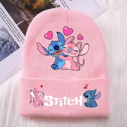 Stitch Disney Cap Wool Acrylic Knitted Caps Cartoon Anime Kids Skullcap Autumn Winter Elastic Skullies Beanies Hat Birthday Gift