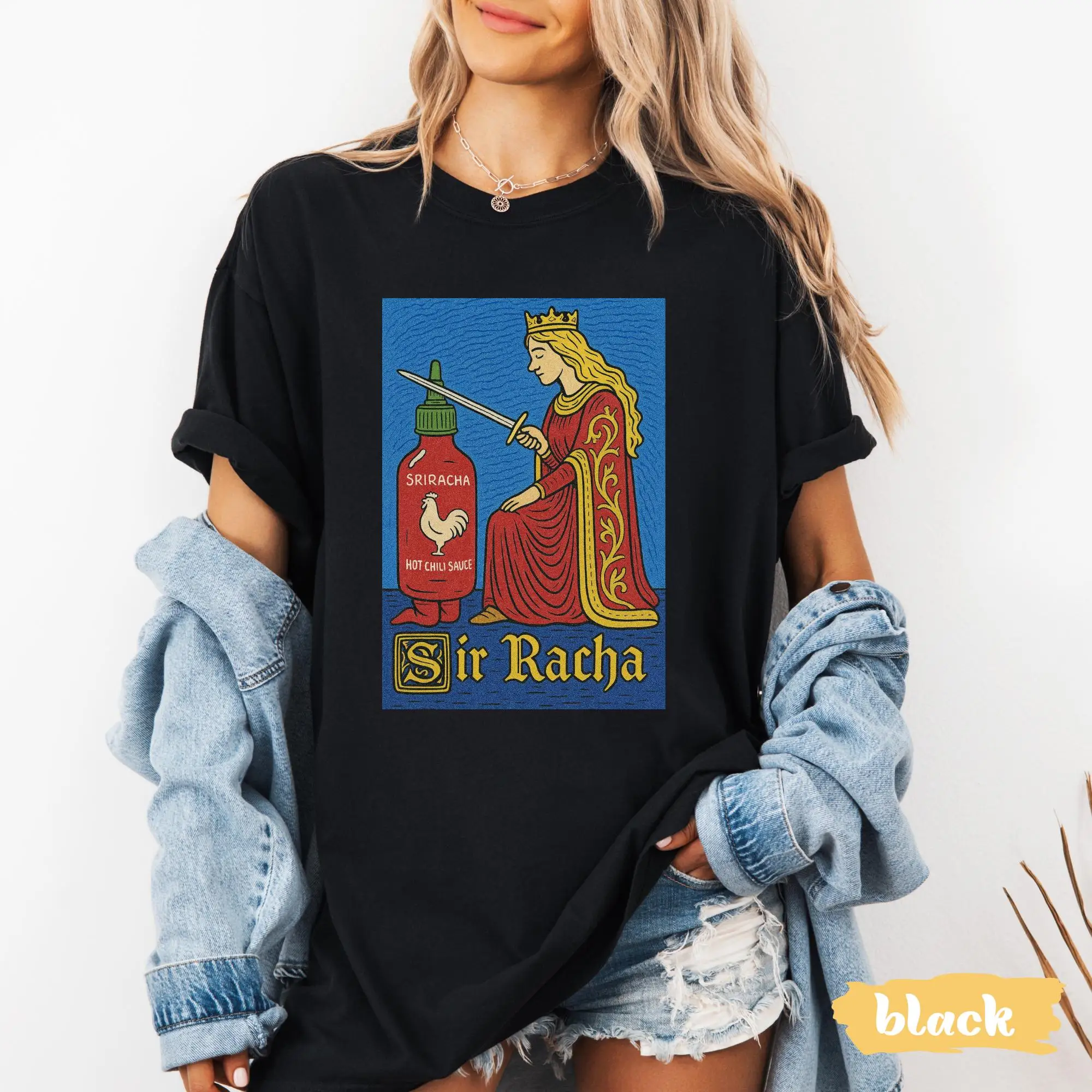 

Plus Size Summer Women's Vintage Sir Racha T-Shirt Cotton Breathable Stylish Versatile Street Style Oversized