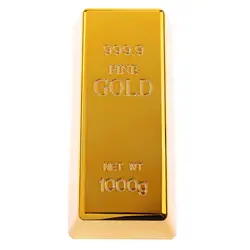 Fake Fine Gold Bullion Bar Paper Weight Door Stop 6'' Prop Polished