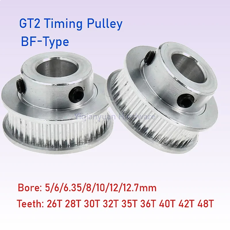 Yiqianyuan GT2 Timing Pulley 26T-48T Teeth Bore 5-12.7mm Belt Width 6/10mm Synchronous Wheel for 3D Printer