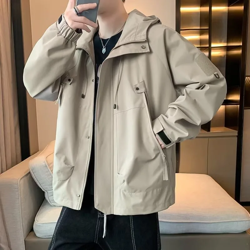 

Мужская демисезонная куртка-ветровка из денима, 300 пу, для работы, модная, ветрозащитная, с длинным рукавом, на молнии, повседневная...