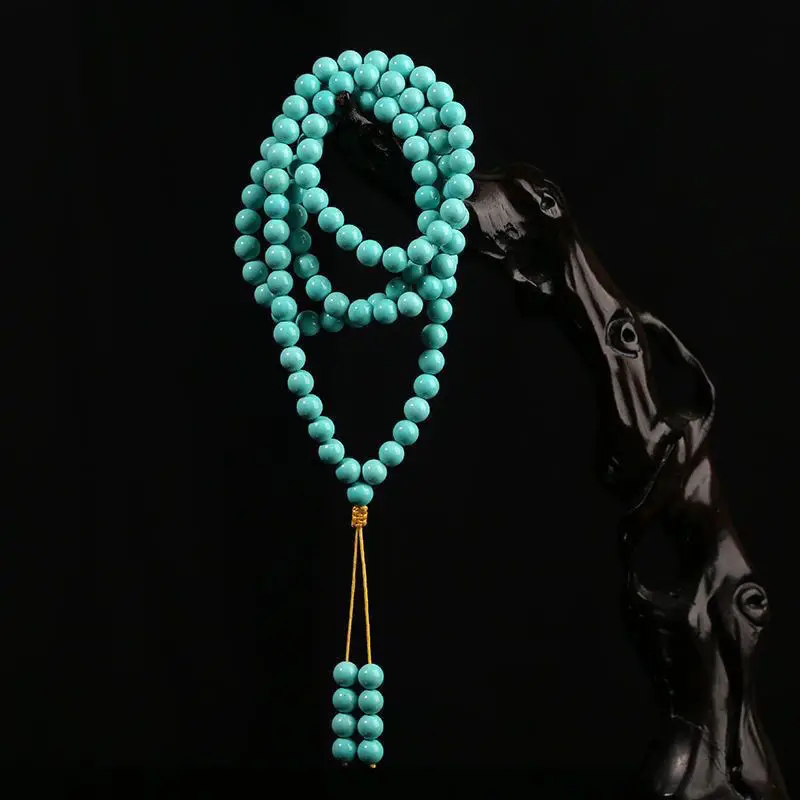 

Natural Turquoise Necklace 108 Buddha High Porcelain Fine Disk Color Changing Beads Accessories