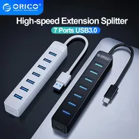 ORICO 4/7 Ports USB 3.0 HUB High Speed Multiple Type C Splitter OTG Adapter for HDD Case PC Computer Accessories Macbook Pro