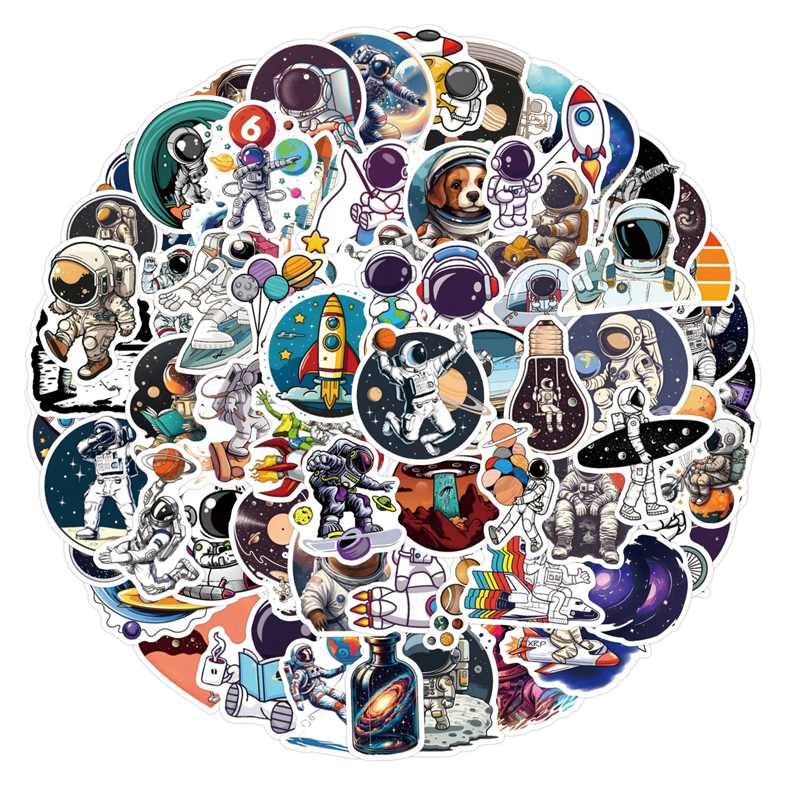 10/55/110PCS Spaceman Cartoon Stickers Creative Exploration Space Graffiti Decoration Notebook Suitcase Phone Guitar Toys Decals