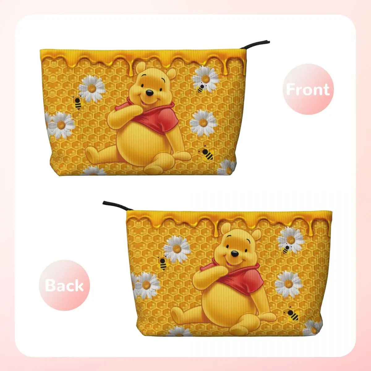 Custom Winnie The Pooh Travel Toiletry Bag Women Corduroy Cartoon Bear Cosmetic Makeup Bag Beauty Storage Dopp Kit