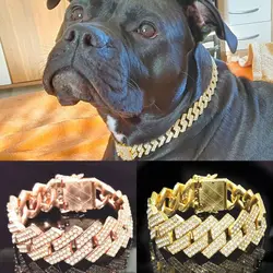 JOSFP-Collier de Luxe en Métal avec Diamant pour Chien, Accessoire de 20mm de Largeur, pour les contribuables Allemands