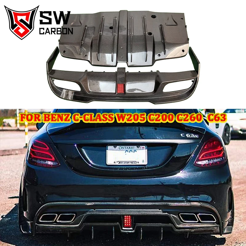 High Quality Carbon Fiber Rear Lip Diffuser for Mercedes-Benz C-Class AMG C43 C63 C200 C220 C260IMP Style Rear Diffuser Lip with