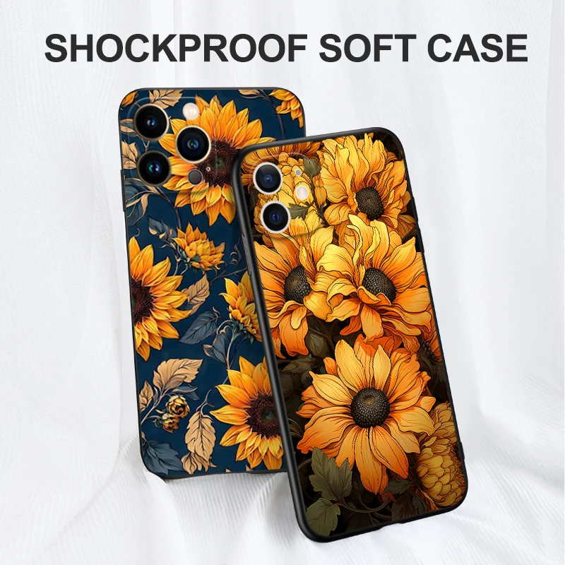 Black Tpu Case For Motorola Edge 20 Lite Pro 2021 S Moto E20 E30 E40 E7 4G G 5G Plus Summer Sunflower