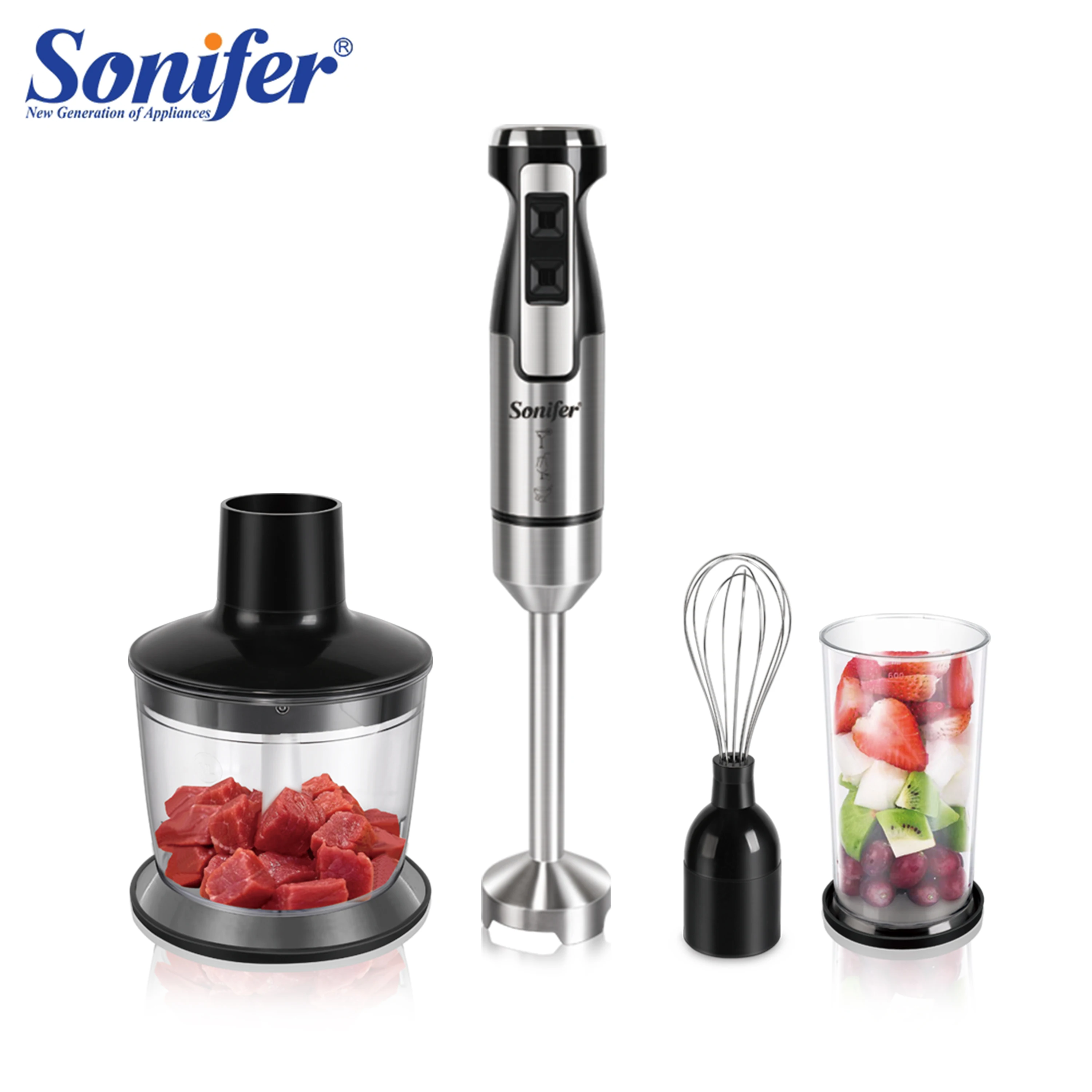 

3 in 1 Blender Stainless Steel 2-Speeds Electric Food Mixer Four-blade Ice Crushing Kitchen Vegetable Fruit Stirring Sonifer