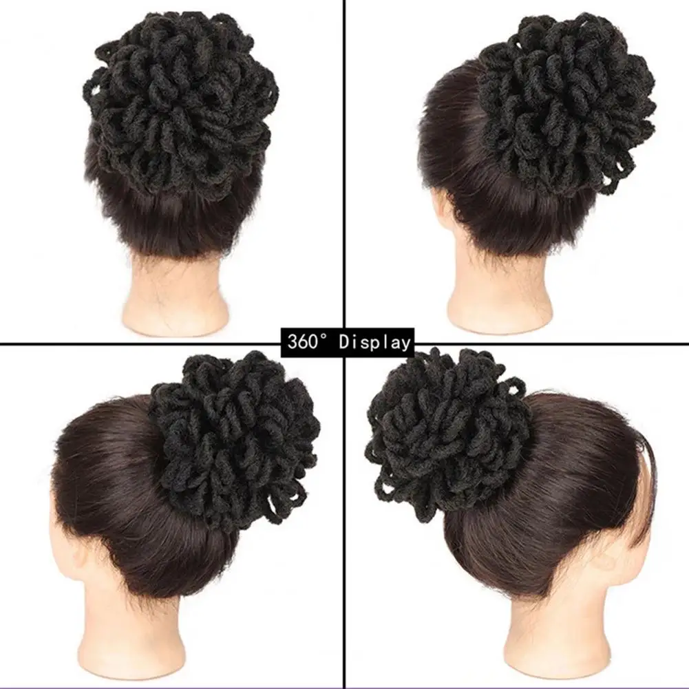 Synthetic DreadLock Afro Puff Hair Bun Chignon Drawstring Ponytail Faux Locs Clip Hair Pieces for Black Women