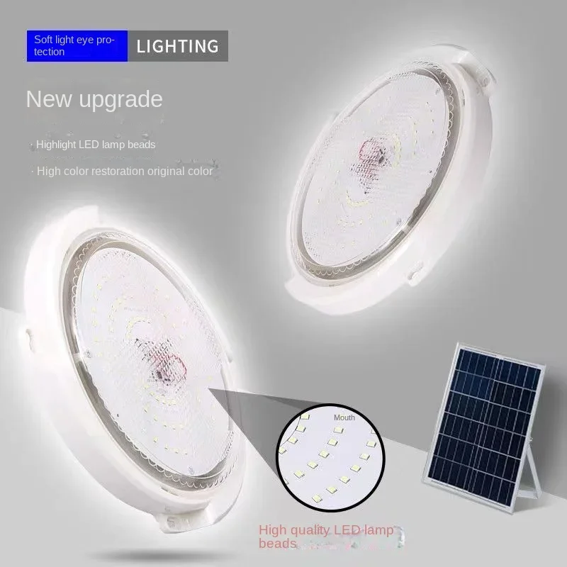 500/60W LED Solar Ceiling Light Pendant Light Outdoor Indoor Solar-Power Lamp with Line Corridor Light for Garden Decoration