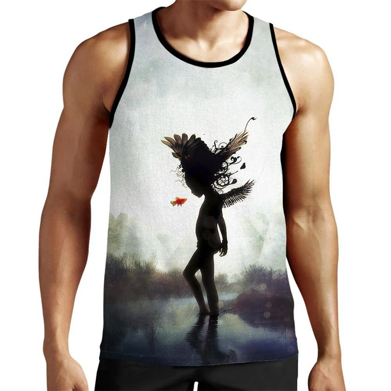 Camisetas sin mangas con estampado de pecho de Abs falso en 3D para hombre, ropa de gimnasio, chaleco de baloncesto de verano, camisetas sin mangas de secado rápido, Tops Youngla