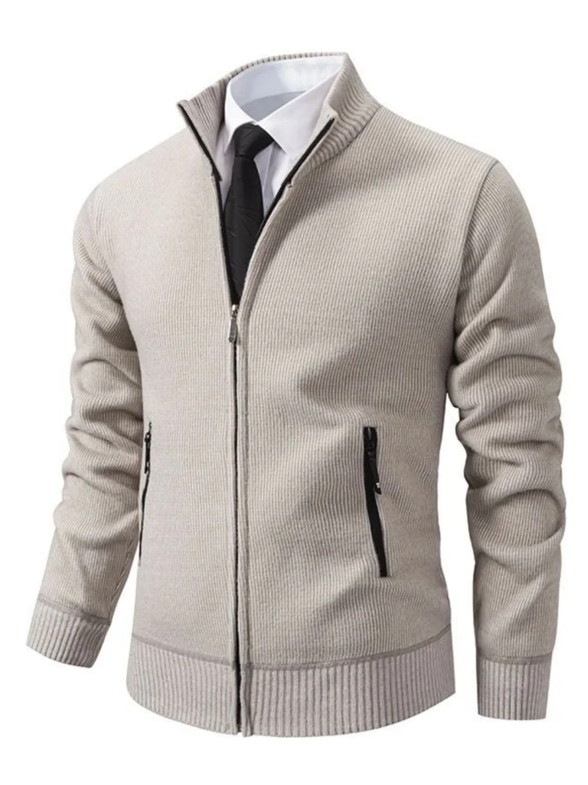 

Women's Slim Fit Long Sve Zipper Top V-Ne Stand Sle Outerwear Regular Sve Thin Autumn Season