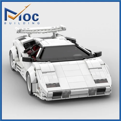 MOC-57851 Countach 화이트 하이퍼 카 슈퍼 레이싱 카 모델 빌딩 블록 장난감, 생일 선물, LP5000 QV