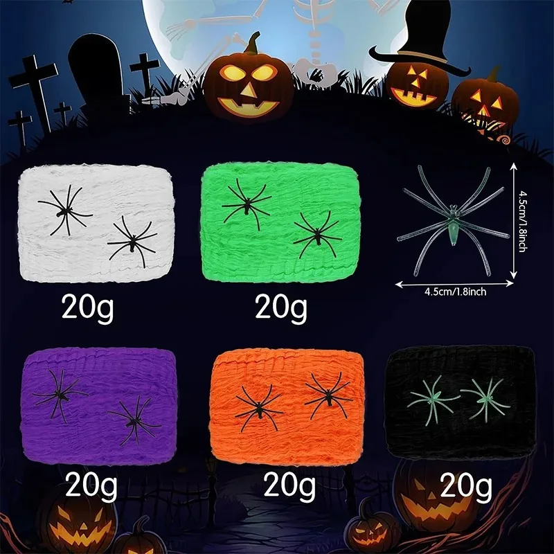 ديكور الهالوين DIY شبكة عنكبوت مناسبة لجو رعب نافذة الحديقة أشجار الفناء المنزل مكتب حفلة منزل مسكون #6