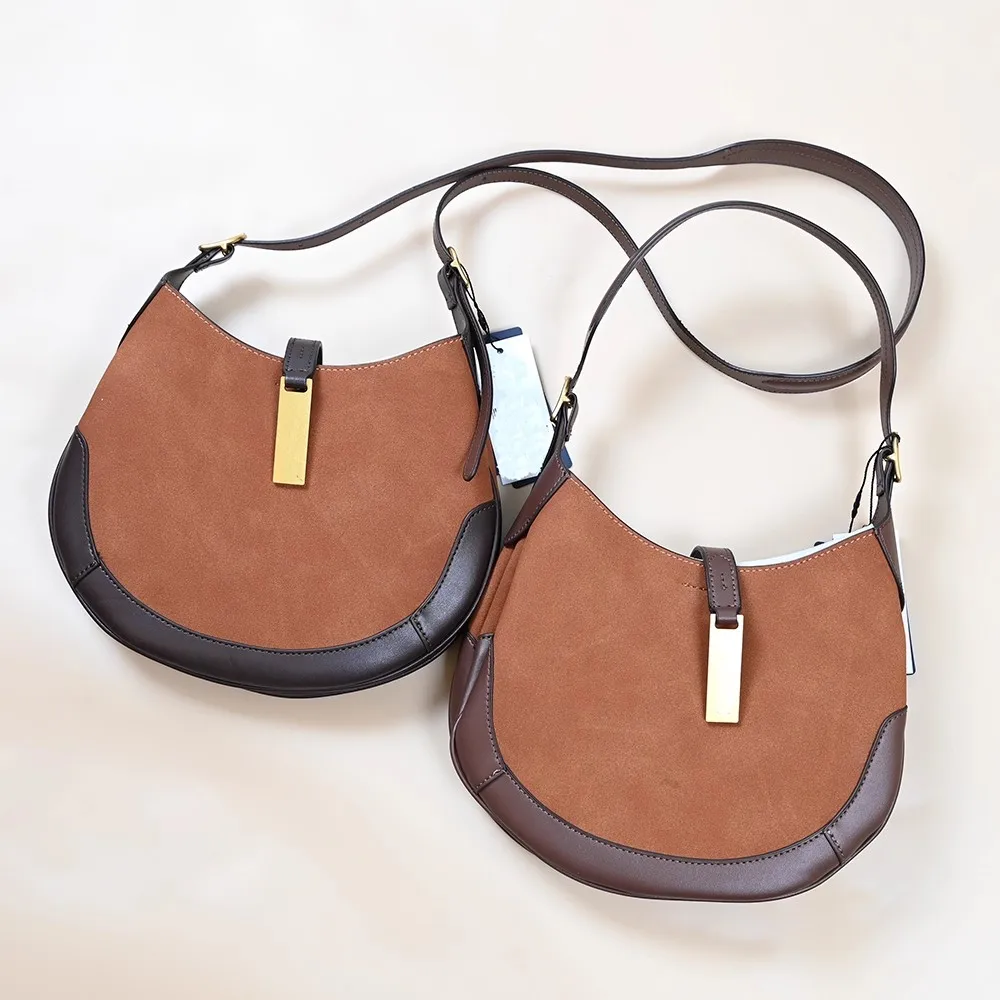 

High Quality Ladies Shoulder Crossbody Bag New Model Spliced Color Contrast Saddle Shape Handbag for Daily Use Other Materials