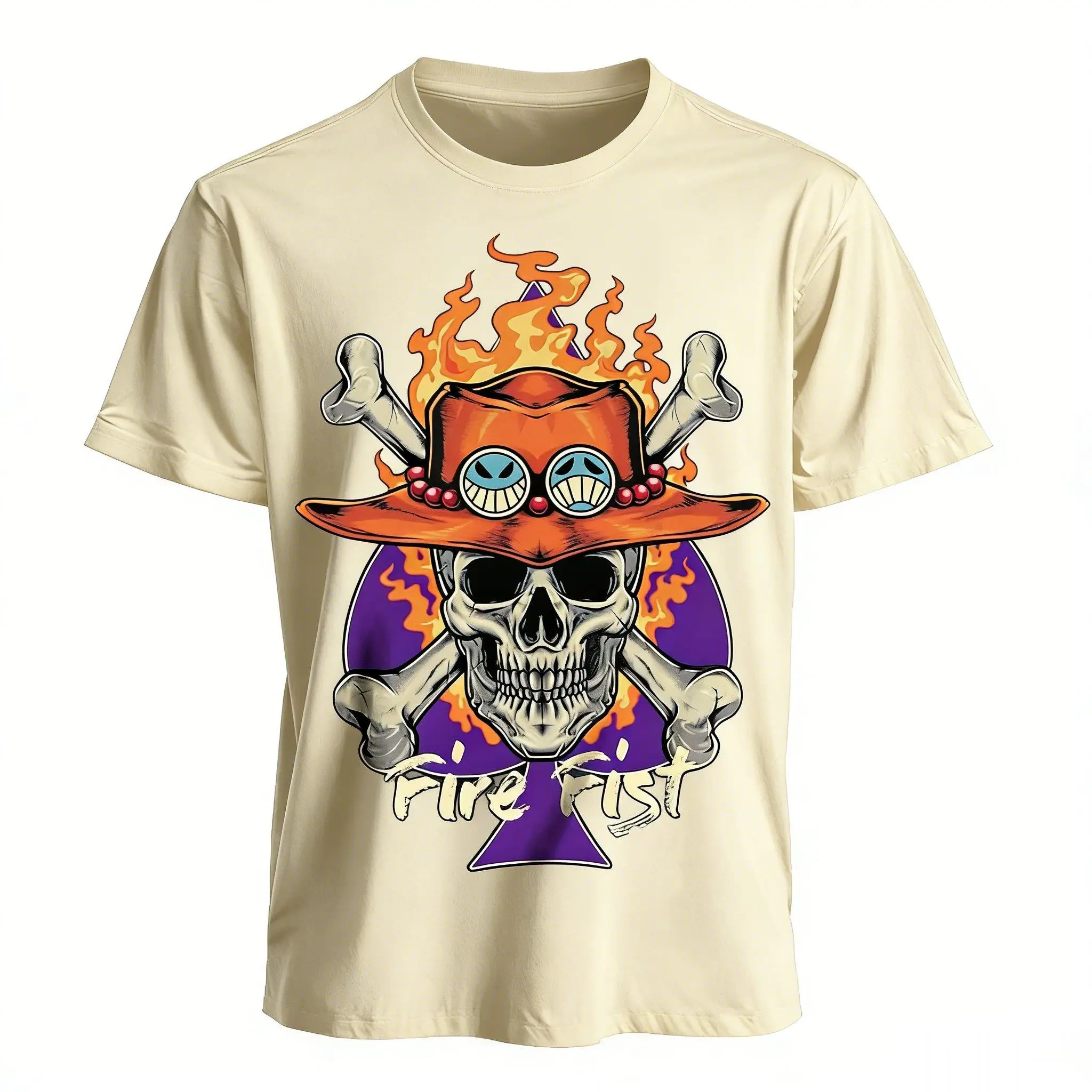 قطعة واحدة Ace أنيمي تي شيرت الرجال النساء النار قبضة الجرافيك القطن قصير الأكمام المحملة 2026 الصيف الشارع الشهير رداء علوي غير رسمي مانغا طباعة #4