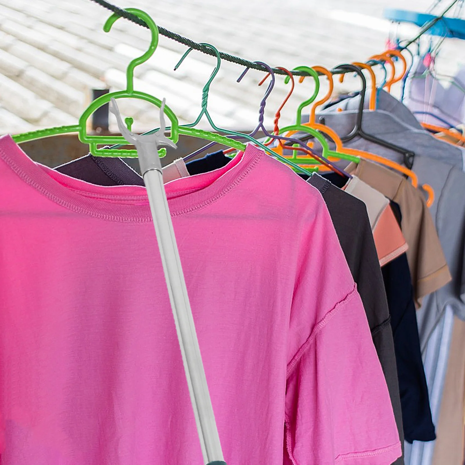 الفولاذ المقاوم للصدأ الملابس تجفيف القطب قابل للسحب تصغير الملابس السكك الحديدية الوصول قضيب لخزانة الشرفة للاستخدام الداخلي والخارجي