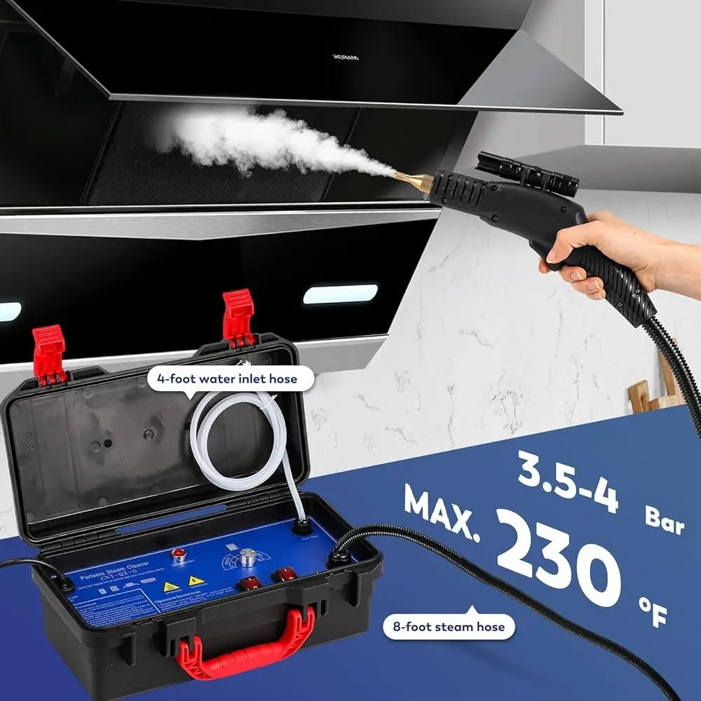 High Pressure Handheld Steam Cleaner 1700W Fast Heating Tankless Chemical-Free Cleaning Machine Multi-Surface Home Use