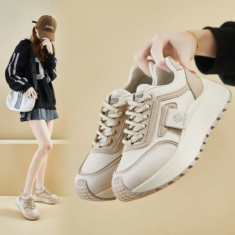 

Korean Style Women's Dad Shoes Spring 2025 Casual Running Sneakers Thick Bottom Heightening XFK853 Student Fashion Shoes