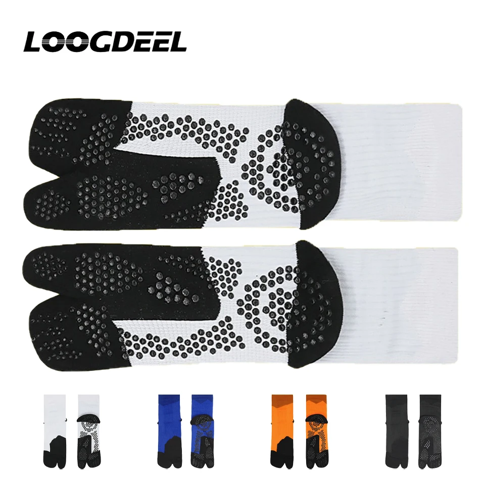 LOOGDEEL Two-toe Non-slip Silicone Dots Professional Training Socks Split-toe Two-finger Sweat-absorbing Terry Sole Running Sock